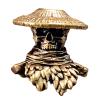 Unique Swordfighter Skull Metal Bead Pendant view 1
