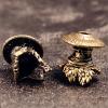 Unique Swordfighter Skull Metal Bead Pendant view 3
