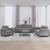 Qnhdfrt Dark Gray Sofa Set with Cushions, Microfiber Upholstery, Armchair, Loveseat and 3-Seater Sofa view 1