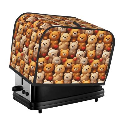 2-Slice Toaster Cover with Cute Bear Print and Pockets