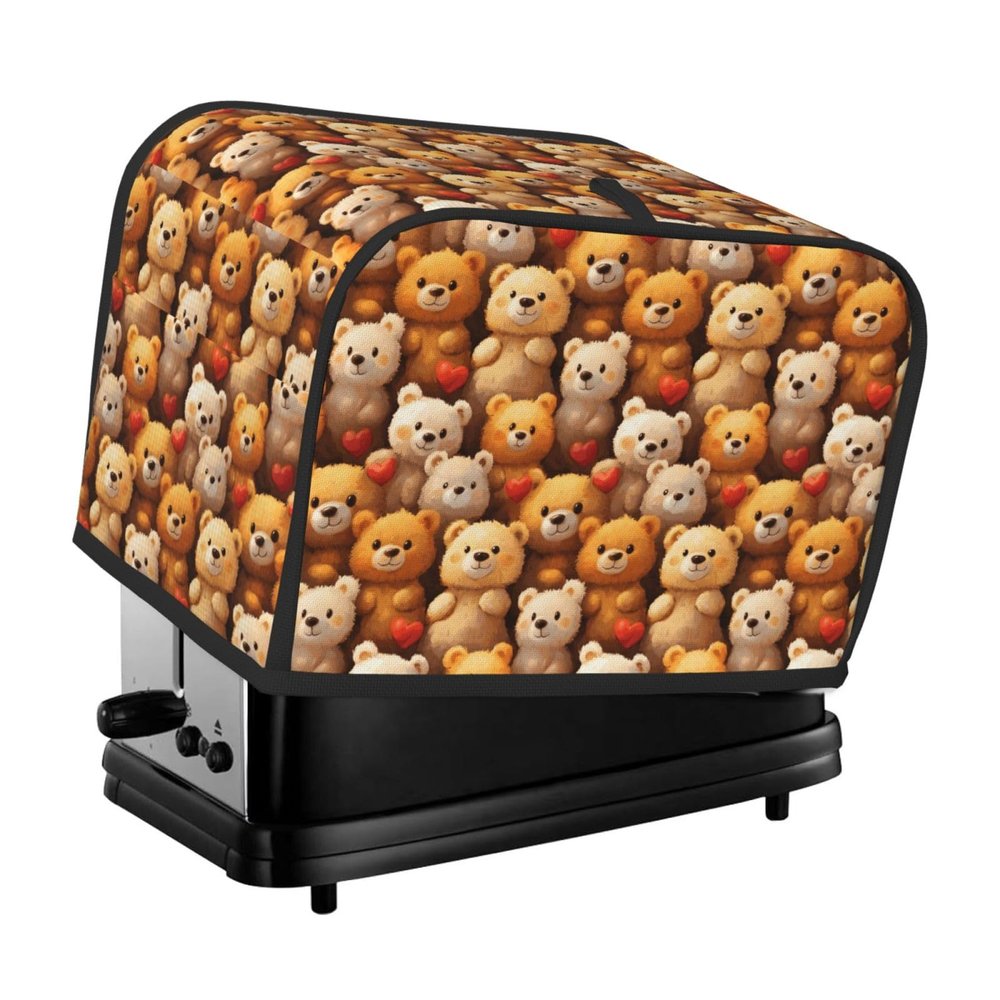 2-Slice Toaster Cover with Cute Bear Print and Pockets