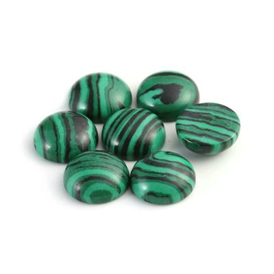 HDJSDB 10-Piece Natural Stone Cabochons, Round, 4/6/8/10/12 mm, for DIY Jewelry Making, Malachite, 12 mm