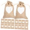 VALICLUD 25-Piece Linen Drawstring Gift Bags with Heart Pattern view 1