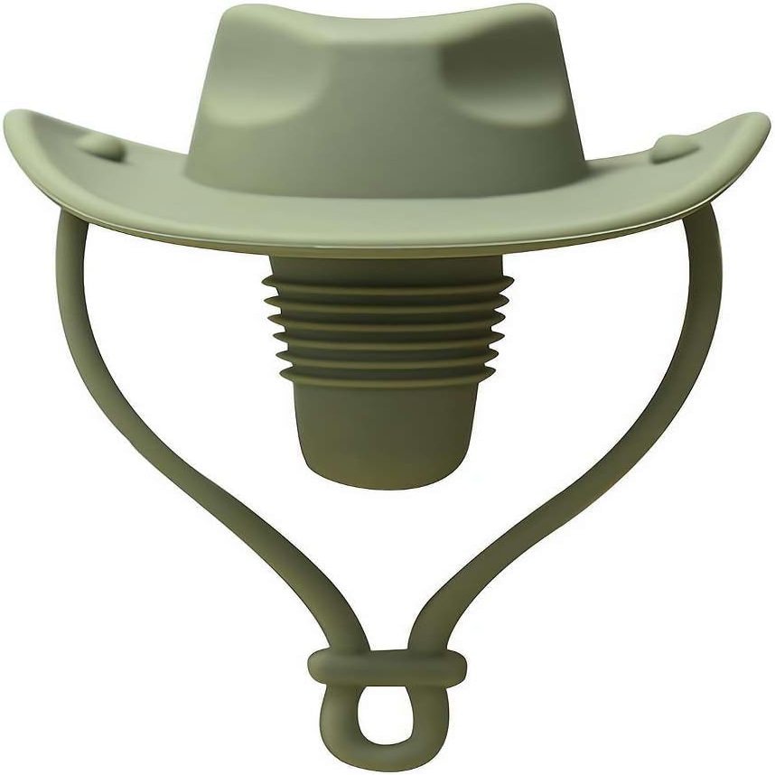 Green Silicone Wine Stopper, Cowboy Hat Shape