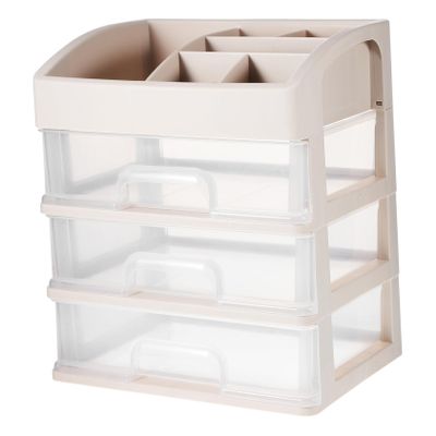Three-Tier White Plastic Desk Drawer Organizer