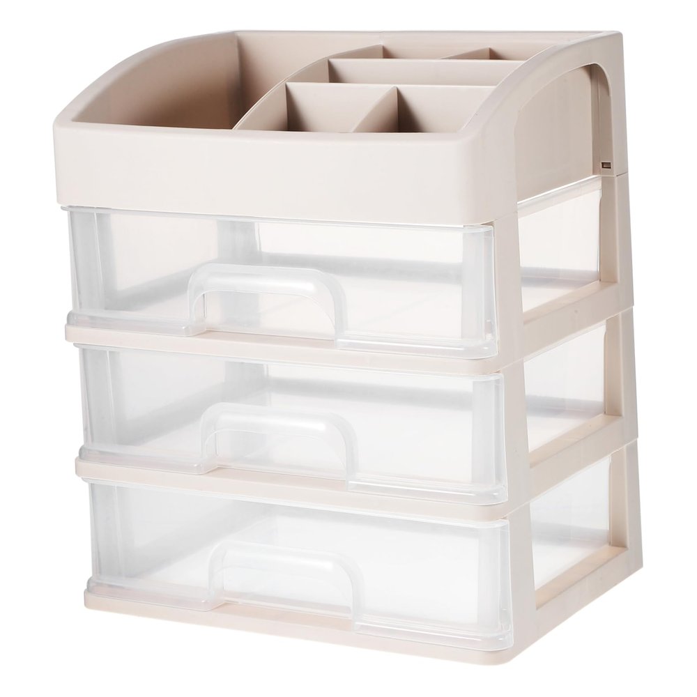 Three-Tier White Plastic Desk Drawer Organizer