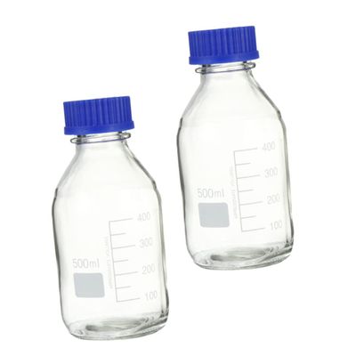 PRETYZOOM 2-Piece 500 mL Glass Reagent Bottles with Blue Caps