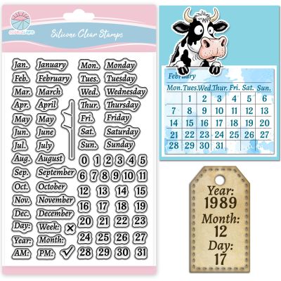 GLOBLELAND Calendar Clear Stamps for Scrapbooking