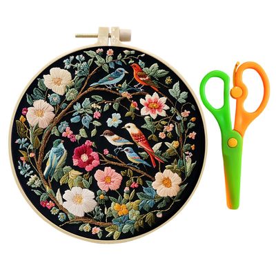 Bird Embroidery Bag Set with Scissors
