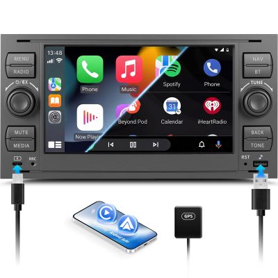 SIXWIN 4+64G Android 15 Car Stereo for Ford C-Max/Galaxy Mk2/Connect Mk1/Fiesta/S-Max, 7" HD Touchscreen with CarPlay, Android Auto, Mirror Link, Wi-Fi, GPS, Bluetooth 5.0, FM/RDS, 32-Band EQ, USB/Type-C