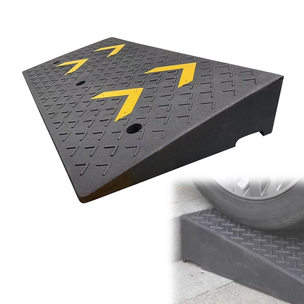 JINGJIAOPLSD Portable 6-Inch Curb Ramp, Heavy-Duty Rubber Ramp, 3,000 kg Capacity