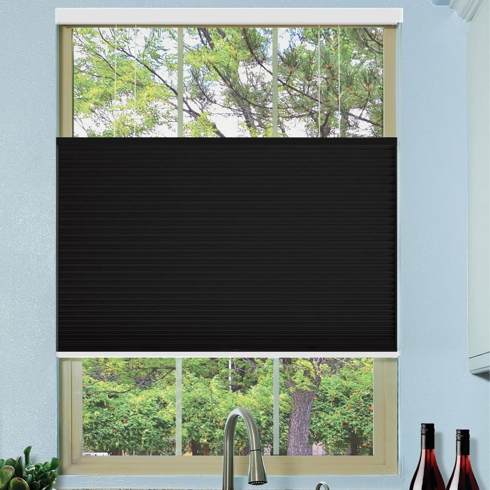 Pleated Blind No Drilling, Clip-Fix, 90 x 185 cm, Black
