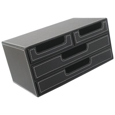 Space-Saving PU Leather Desk Organizer with 4 Drawers