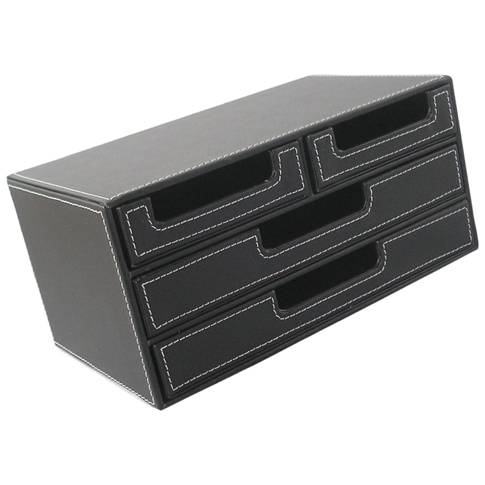 Space-Saving PU Leather Desk Organizer with 4 Drawers
