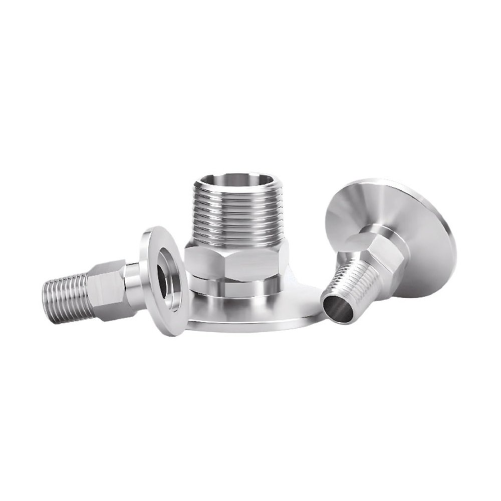 1-Piece KF16 Vacuum to 3/4" BSPT Male Thread Stainless Steel Flange Pipe Hex Fitting