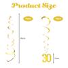 20-Piece Birthday Decoration Set, Gold 30 Spiral Streamers view 2