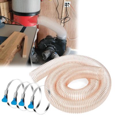 Durable PU Dust Collection Hose with 4 Thumb-Screw Clamps, 225 mm Diameter, 100 cm Length