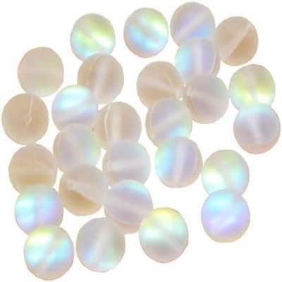 100 pcs 8 mm Matte Crystal Glass Beads Mermaid Aurora Moonstone