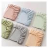 Cotton Fitted Sheet with Elastic Band, Solid Color, Soft Mattress Cover, Orange, 140 x 200 x 25 cm view 3