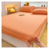 Cotton Fitted Sheet with Elastic Band, Solid Color, Soft Mattress Cover, Orange, 140 x 200 x 25 cm view 4