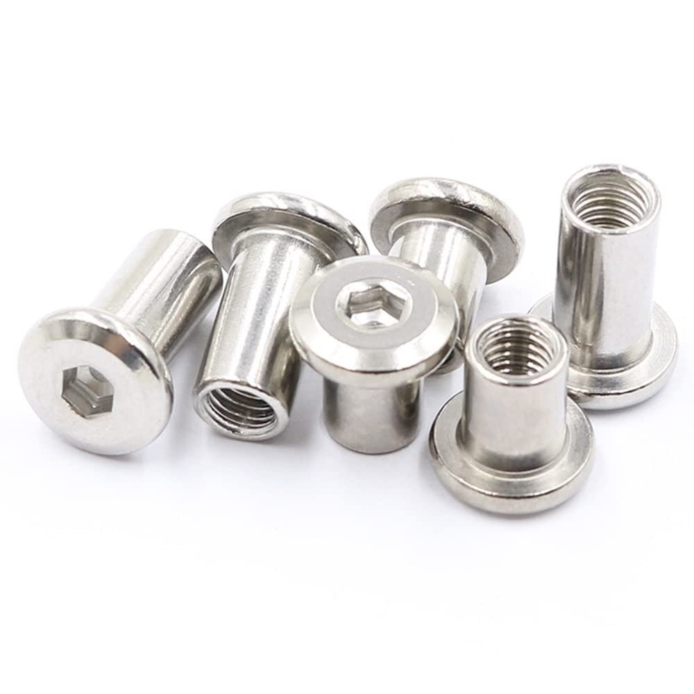 Insert Nuts, Hex Socket Screws, Flat Hex Socket Slotted Nuts, Furniture Rivet Connectors, M6 x 22 mm Sleeves
