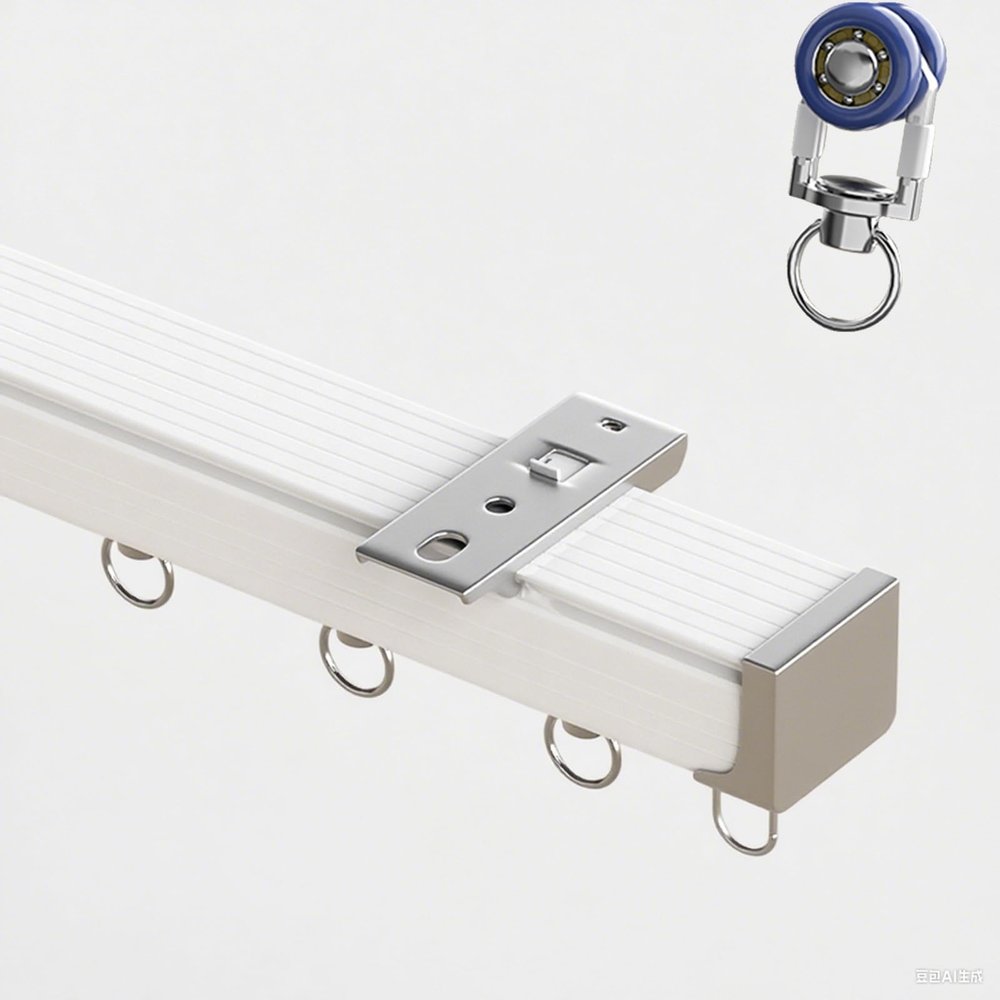 Ceiling-Mounted 1-Track Aluminum Curtain Rail, Silent Sliding, 3 m (9.8 ft)
