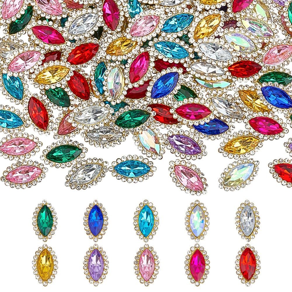 MAYJOYDIY 100 Pcs 10 Colors Horse Eye Rhinestones