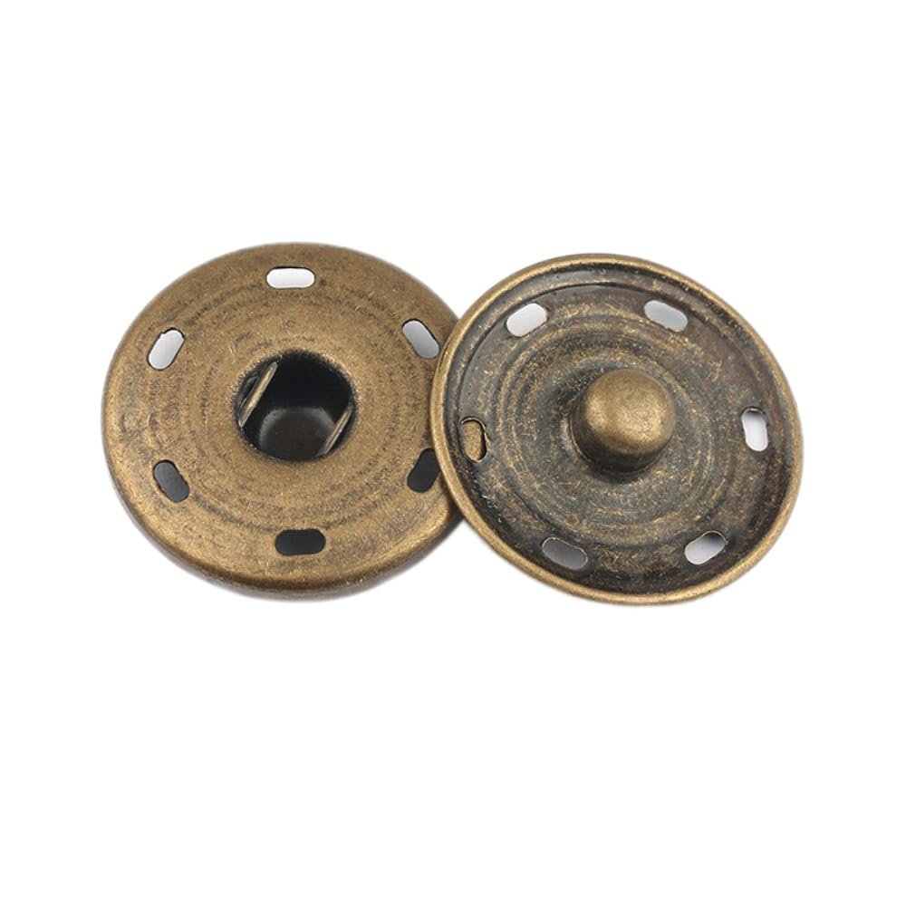 Aniyan 20 Set Snap Fasteners - 8-30mm - Metal Buttons for Jackets, Coats, Bags, Wallets, Clothing, and DIY Sewing Projects (8 mm, Bronze)