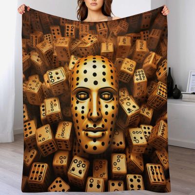 Flannel Throw Blanket with 3D Pattern, 4-Season Bed or Couch Blanket, 180 x 200 cm