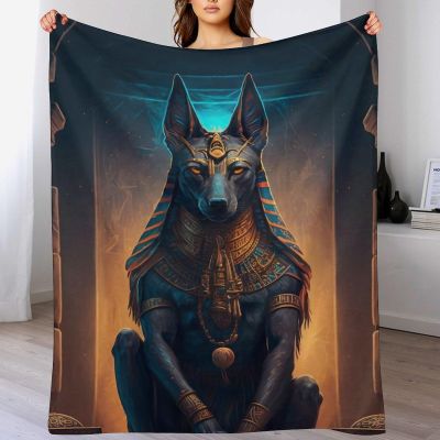 Anubis Artwork Throw Blanket, Soft Fleece Flannel Blanket for Bed or Sofa, 130 × 150 cm