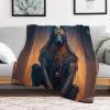 Anubis Artwork Throw Blanket, Soft Fleece Flannel Blanket for Bed or Sofa, 130 × 150 cm view 2