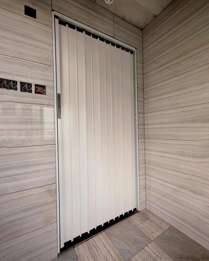 Jievmrs Folding Door, 193 cm High Sliding Folding Door, White Folding Curtain with Telescopic Door Curtain, Interior/Door/Laundry Room Hardware (28 x 76 in / 71 x 193 cm)