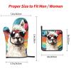 Oven Mitts and Pot Holders, 3-Piece Set, Heat-Resistant, Alpaca with Sunglasses view 2