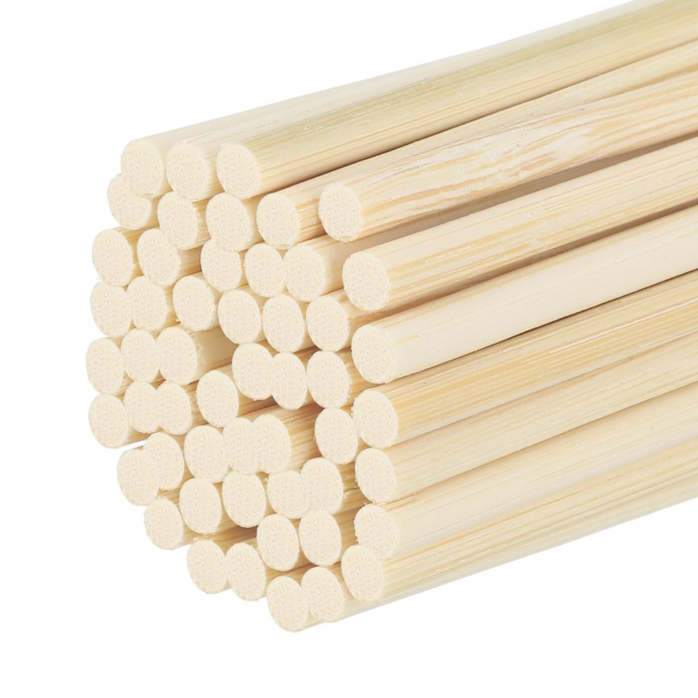 QUARKZMAN Bamboo Craft Sticks, 10 cm / 4" Round Sticks, 3 mm / 0.12" for DIY Projects, 50-Pack