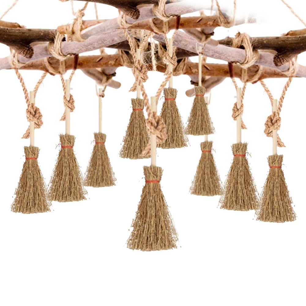 10 Mini Halloween Broom Decorations