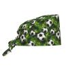 Scrub Cap for Women and Men, Green Grass Football Print, Adjustable Work Cap with Sweatband view 1