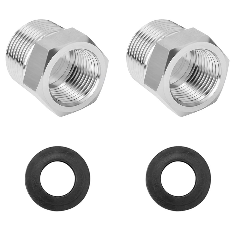 QZKJQDD 2-Pack 1/2 to 3/8-Inch Reducer Adapters, Stainless Steel Threaded Fittings