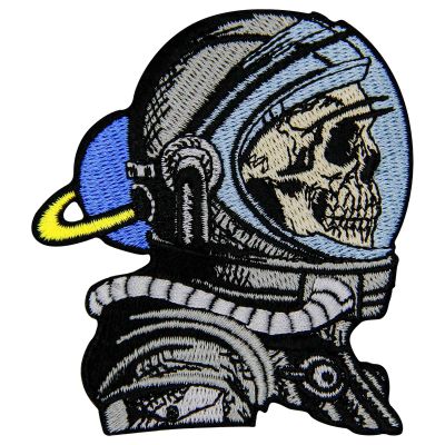 Embroidered Patch, Design: The Skull Astronaut, Iron-On or Sew-On