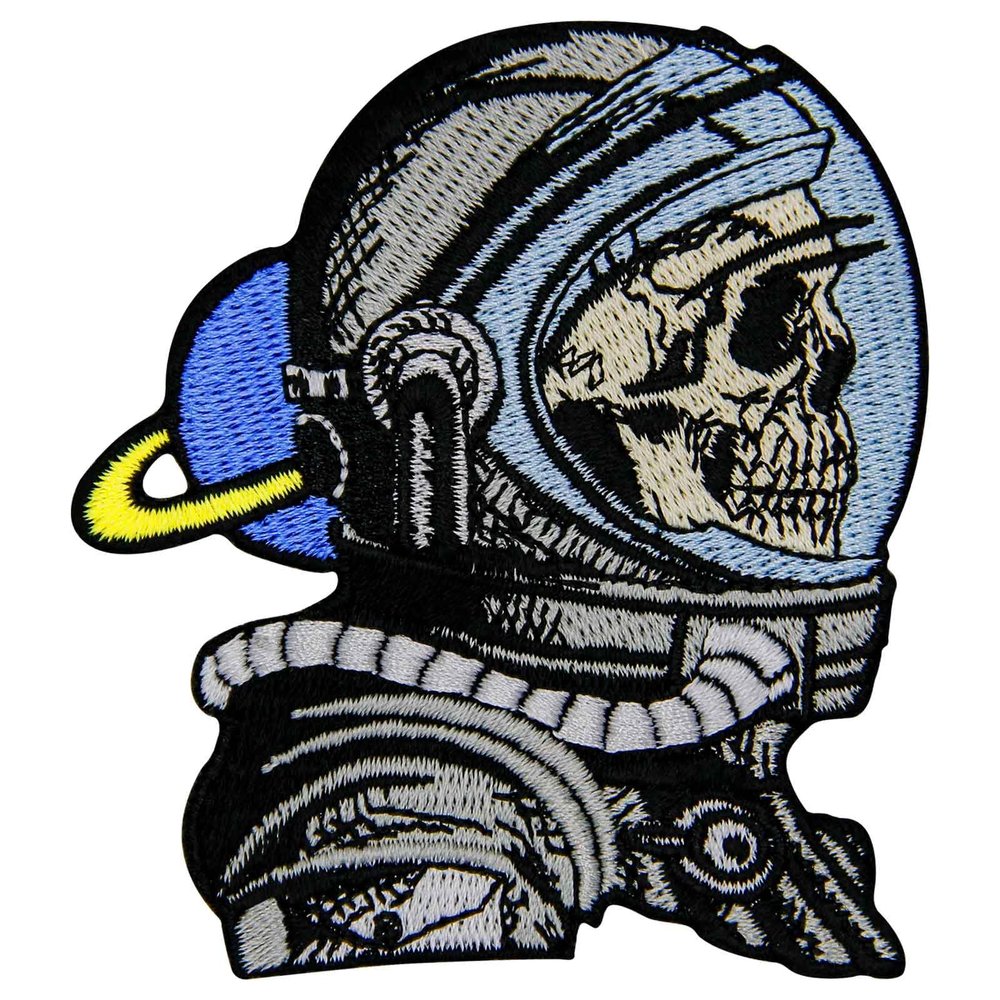 Embroidered Patch, Design: The Skull Astronaut, Iron-On or Sew-On