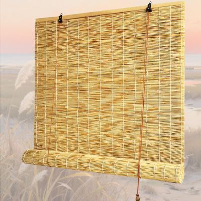 Lrisveana Natural Bamboo Roller Shade for Outdoor Use