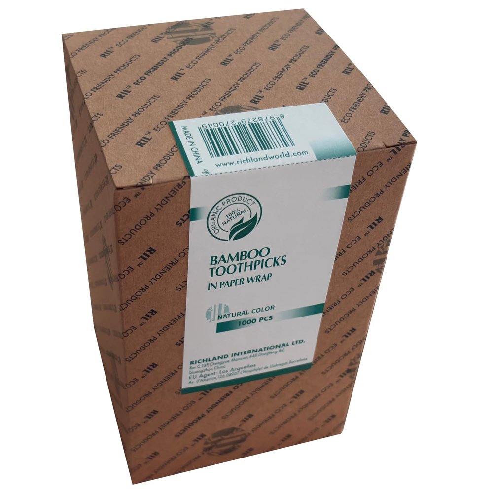 Generic Bamboo Toothpicks in Paper Wrap, 1000 Pieces