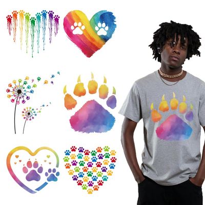 arricraft 6 Sheets Colorful Paw Print Iron-On Transfers