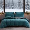 YASMENG Winter Duvet Cover Set 220 x 240 cm, Petrol Gray, Plush Fleece, 3-Piece view 1