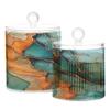 Marble Plastic Storage Containers, Turquoise/Orange, Transparent, with Lids, 2-Piece Set view 2