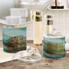 Marble Plastic Storage Containers, Turquoise/Orange, Transparent, with Lids, 2-Piece Set view 4