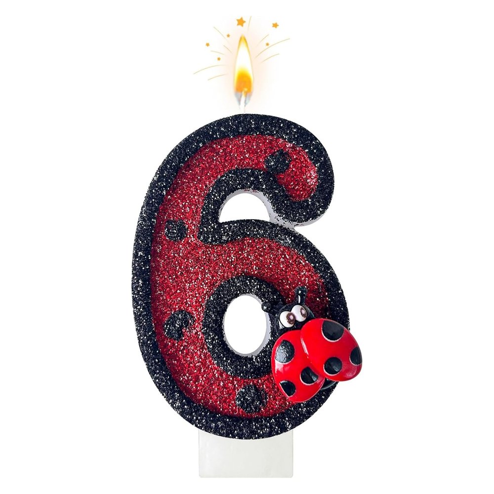 Mavouri Ladybug Birthday Candle Number 6