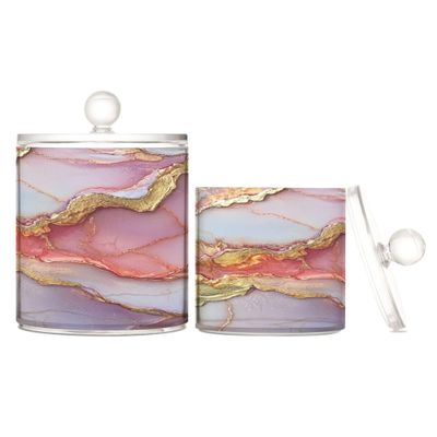 Marble-Pattern Plastic Storage Containers with Lids, 2-Piece Set