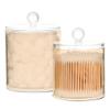Plastic Storage Containers with Lids for Bathroom Essentials, Beige, 2-Pack view 2