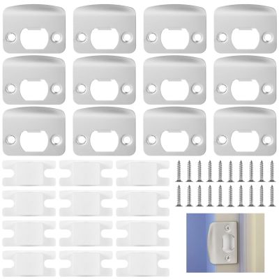 12 Round-Corner Stainless Steel Strike Plates for Door Reinforcement, Silver, for Most Wooden Doors and Bolt Latches