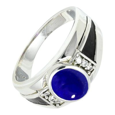 SILVERTROVE Silver-Plated Lapis Lazuli Handmade Band Ring
